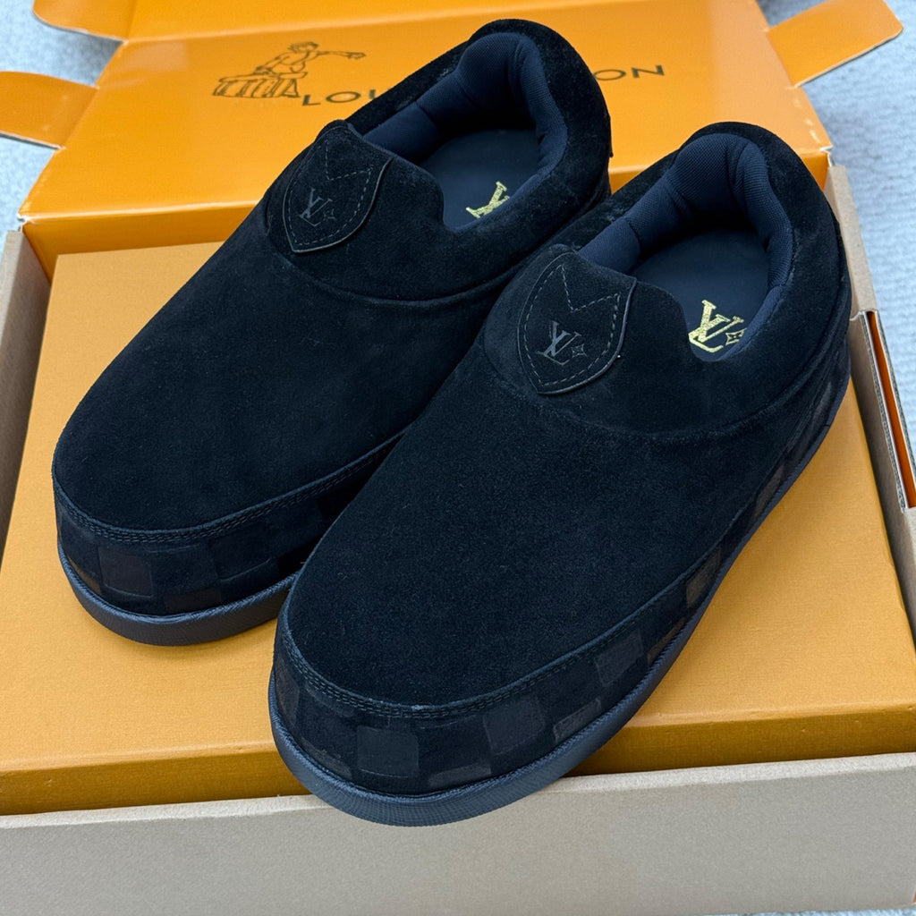 Louis Vuitton LV Yeti Slip On Men's And Women's Autumn/winter Printed Patchwork Round-toe Chunky Suede Fashionable Warm Boots Couples' Shoes #81454