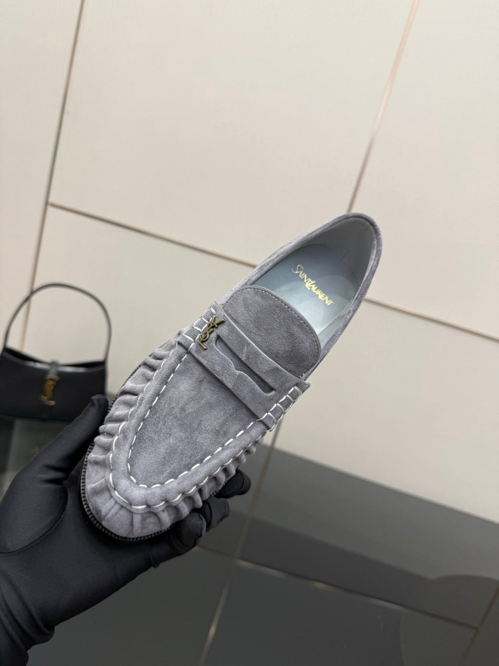Saint Laurent Women's Autumn/Winter Fashion Casual Sheepskin Suede Round Toe Slip On Flat Loafers Casual Shoes #78376