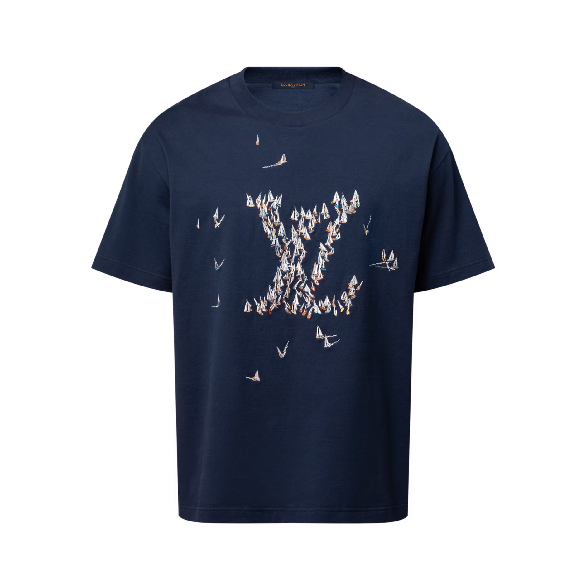 Louis Vuitton Men's Summer Embroidery Printed Round Neck Cotton Short Sleeve T-Shirt #76717