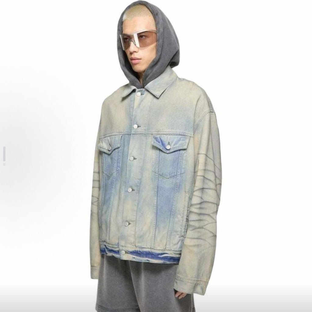 Acne Studios Men's Women's Fall And Winter Light Blue Dirty Vintage Washed Denim Jacket Fashion Casual Straight Jeans Pants Suit Set Ngvp #2652