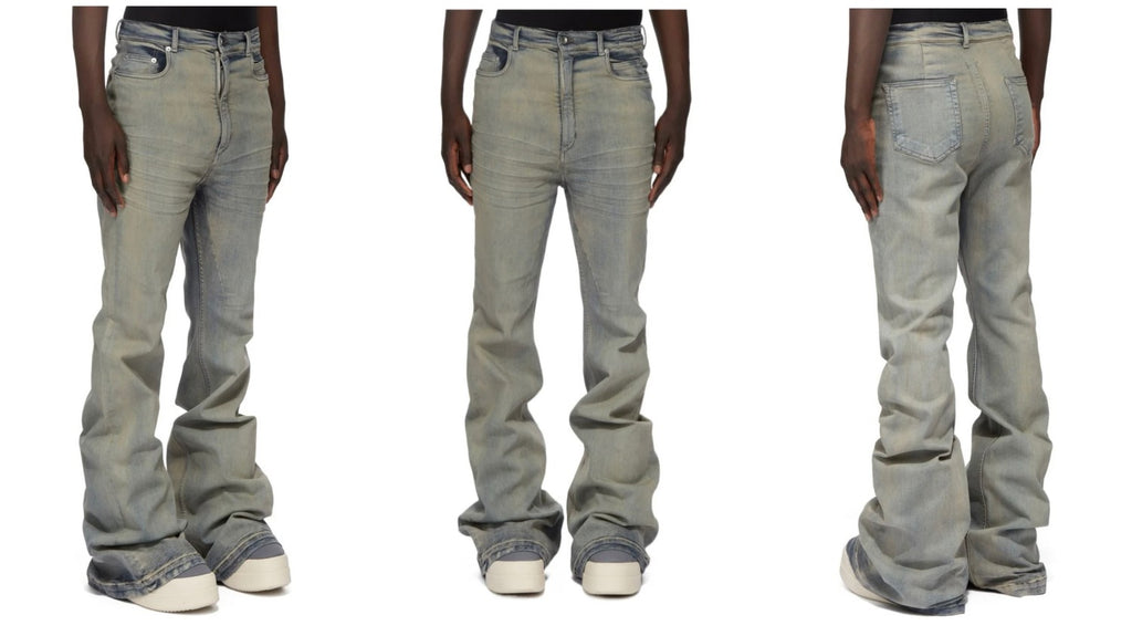 Rick Owens Men's And Women's Spring And Autumn Do Old Sky Blue Washed Jeans Pants #76796