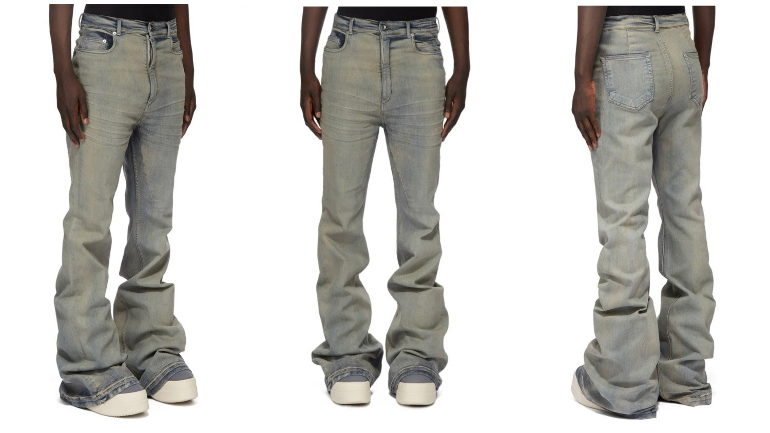 Rick Owens Men's And Women's Spring And Autumn Do Old Sky Blue Washed Jeans Pants #76796
