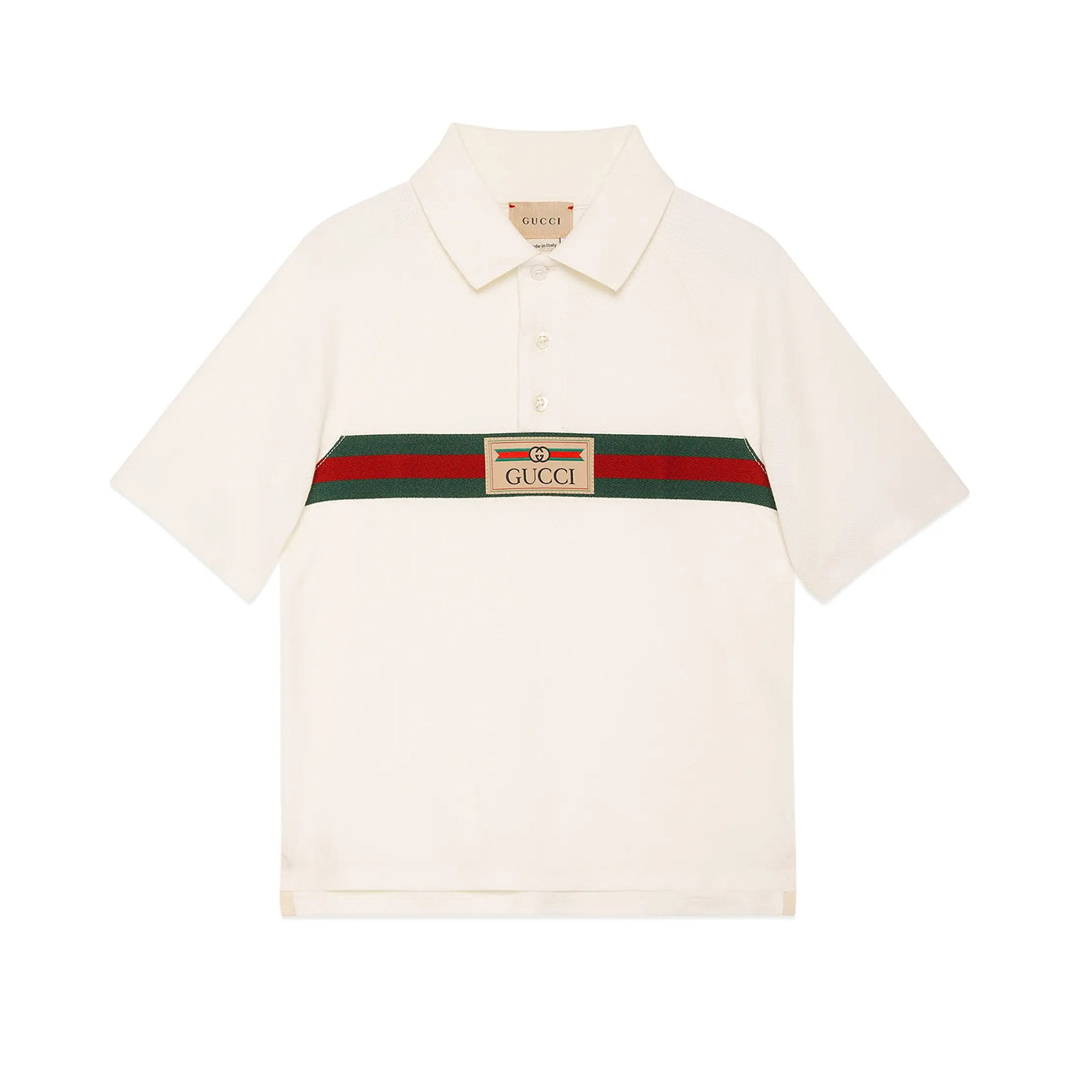 Gucci Kid's Summer Solid Color Striped Cotton Webbing Straight Short Sleeve Fitted Polo Shirt #31274