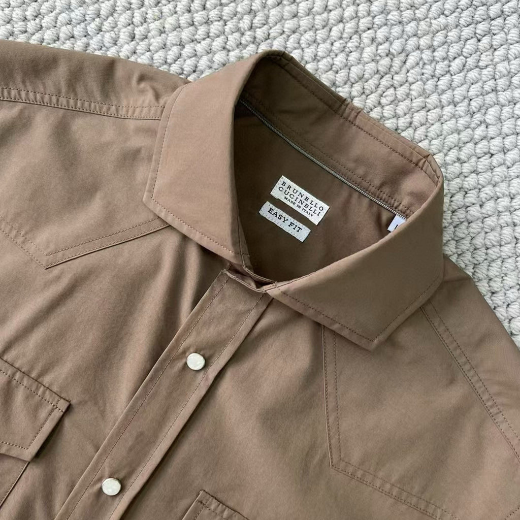 Brunello Cucinelli Men's Spring And Autumn Lapel Single-Breasted Solid Colour Shirt Fashion Casual Long-Sleeved Shirt Jacket Ngvp #1471