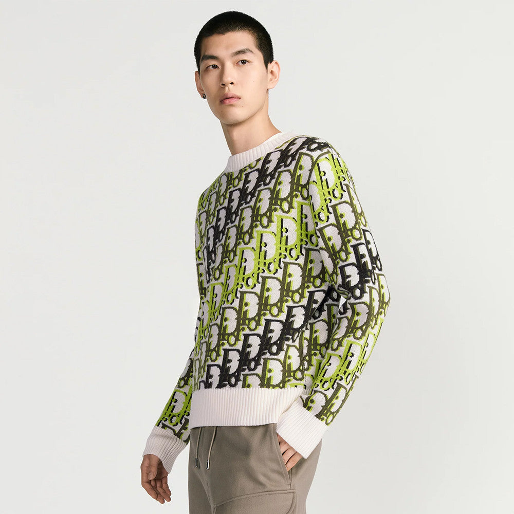 DIOR Dior Oblique Sweater White Wool Jacquard #335681