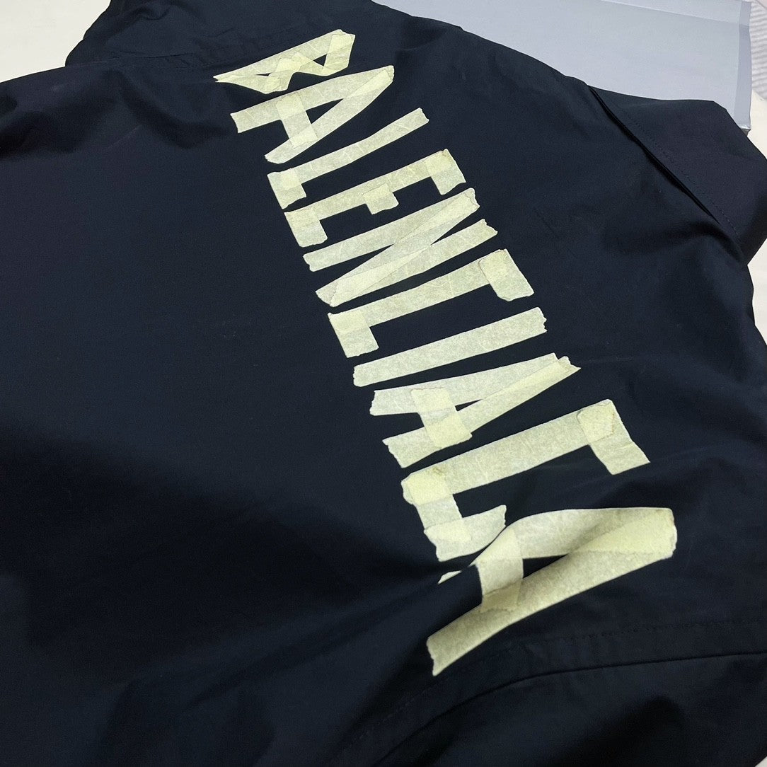 Balenciaga Summer Black Short Sleeve Letter Shirt #94145
