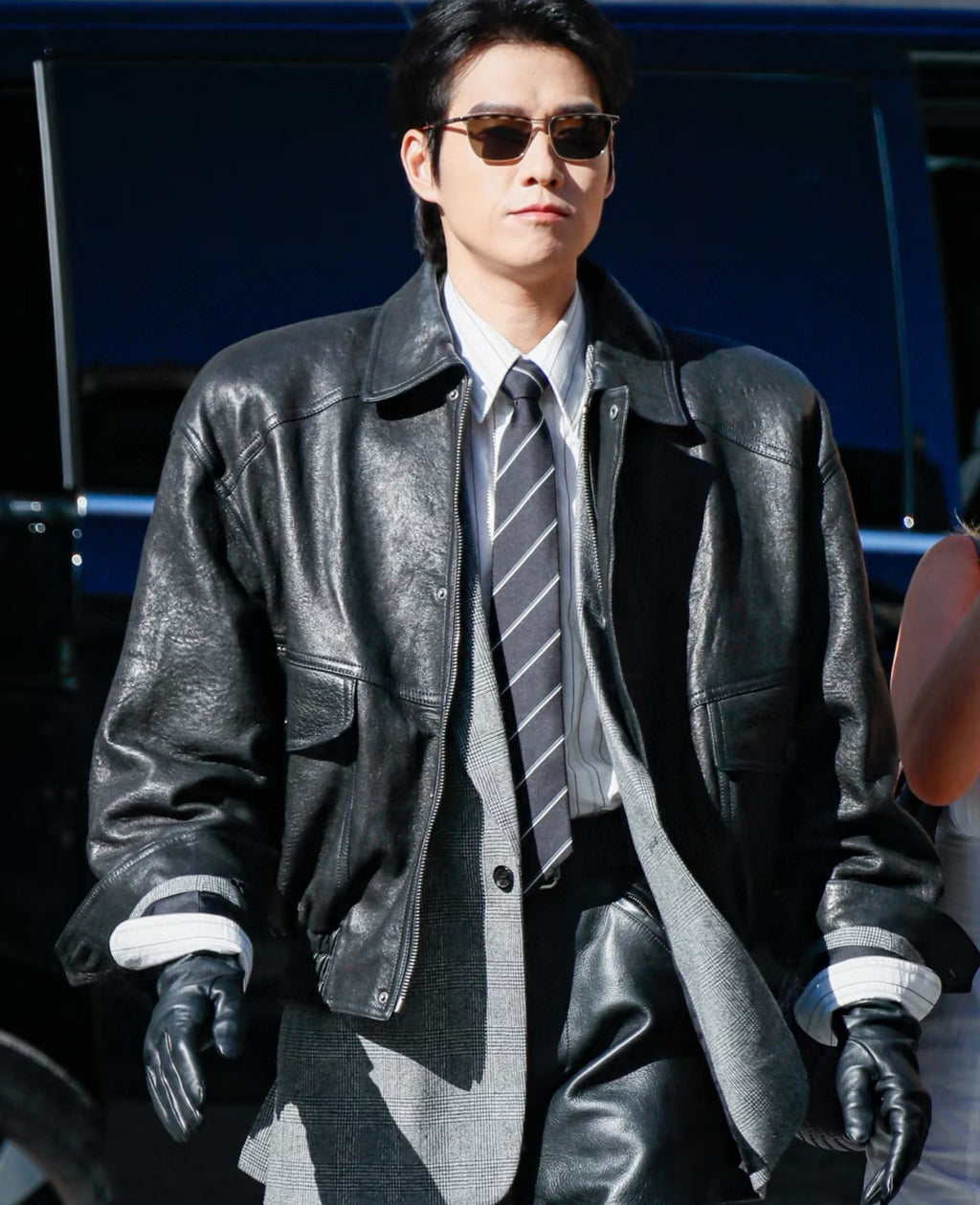 SAINT LAURENT  Men's & Women's Fall/Winter Fashion Classic Solid-Color Leather Lapel Zipper Button Leather Flight Jacket Leather Jacket #78841
