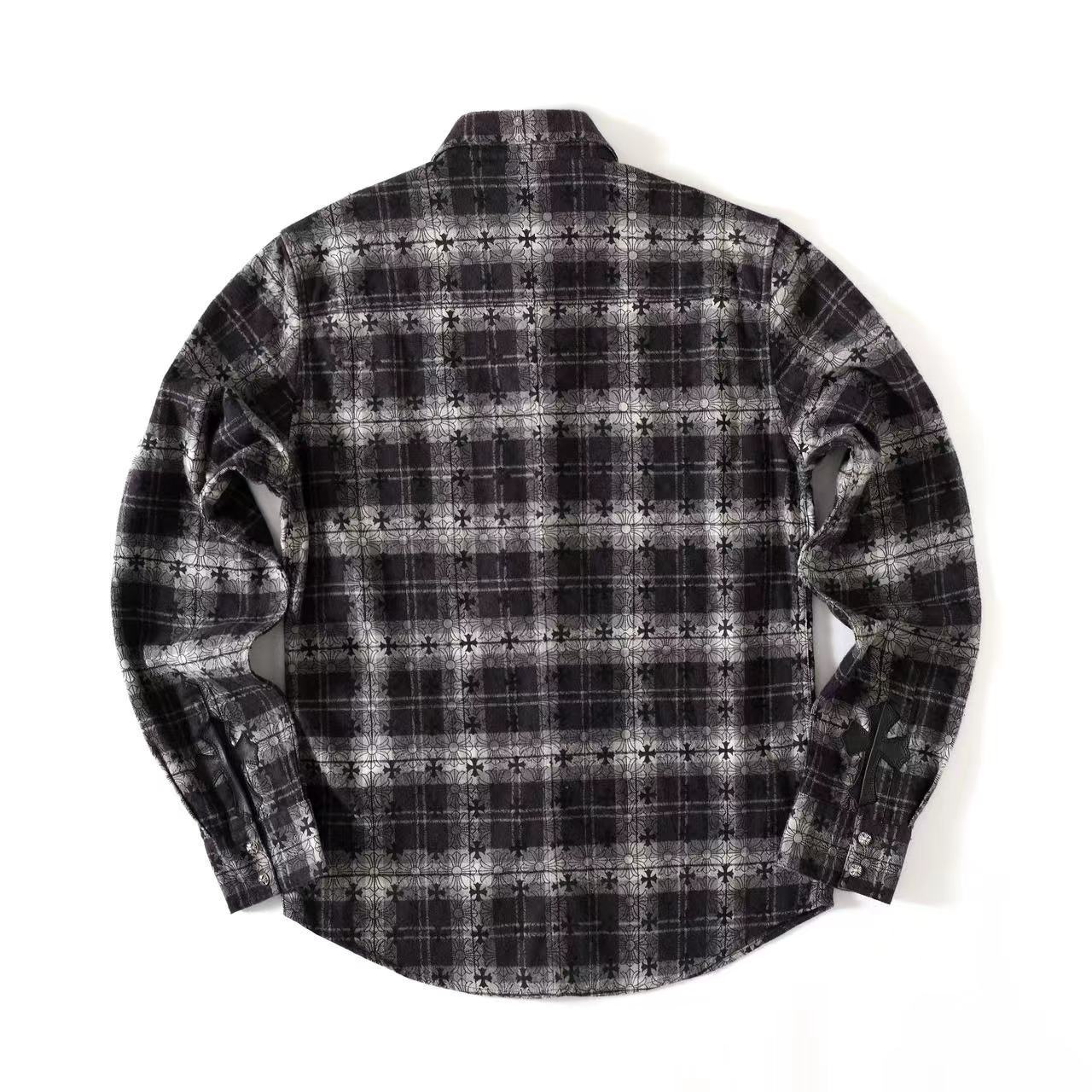 Chrome Hearts Men's And Women's Spring/Summer Fashion Casual Collared Single Breasted Logo Checkered Jacquard Woven Shirt #78259