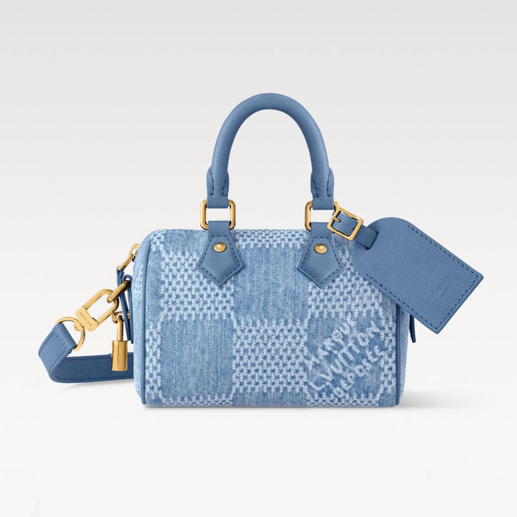 Louis Vuitton Speedy 18 Bandoulière Handbag Men's Women's Denim Bag Mini Handbags Fashion Luxury Temperament Bags N00208  #77281