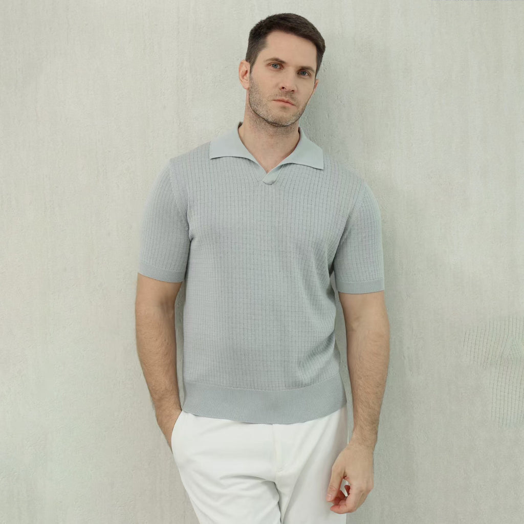 Loro Piana Men's Summer Refreshing Thin Knitted Lapel Short-sleeved Top Multicoloured Fashion Comfortable Temperament T-shirt Ngvp #9956