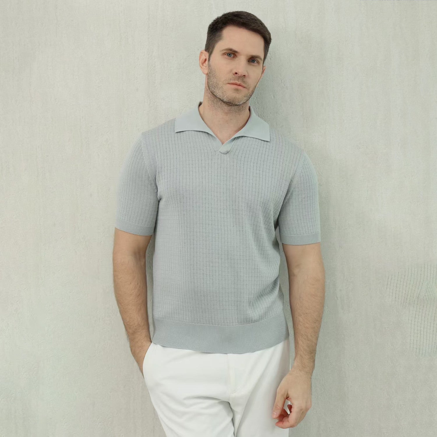 Loro Piana Men's Summer Refreshing Thin Knitted Lapel Short-sleeved Top Multicoloured Fashion Comfortable Temperament T-shirt Ngvp #9956