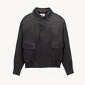 SAINT LAURENT  Men's & Women's Fall/Winter Fashion Classic Solid-Color Leather Lapel Zipper Button Leather Flight Jacket Leather Jacket #78841
