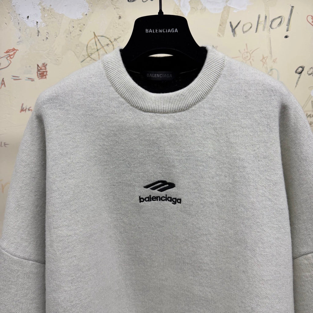 Top-quality Version Balenciaga Men's 3B Sports Icon Ski Crewneck in White Black #335728