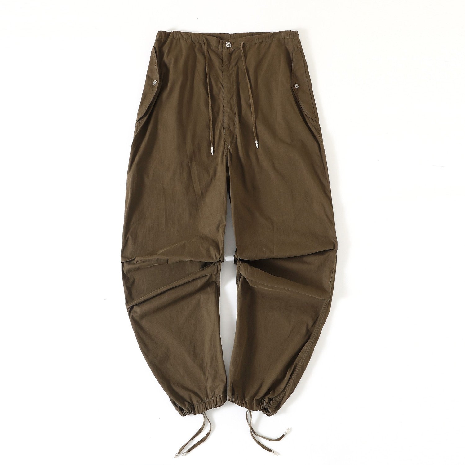 Chrome Hearts Men's Women's Spring And Summer Solid Color Wide Leg Loose Pants Drawstring Metal Button Retro High Street Casual Pants Ngvp #8294