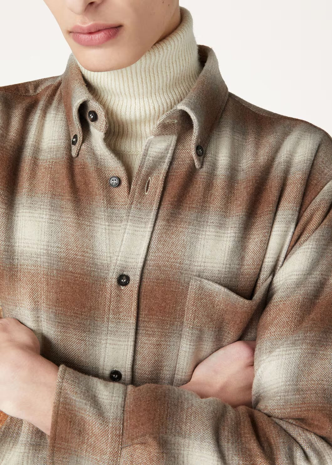 Loro Piana Men's Spring. Autumn And Winter Check Solid Color Long Sleeve Single Breasted Casual Jack Shirt Ngvp #9886
