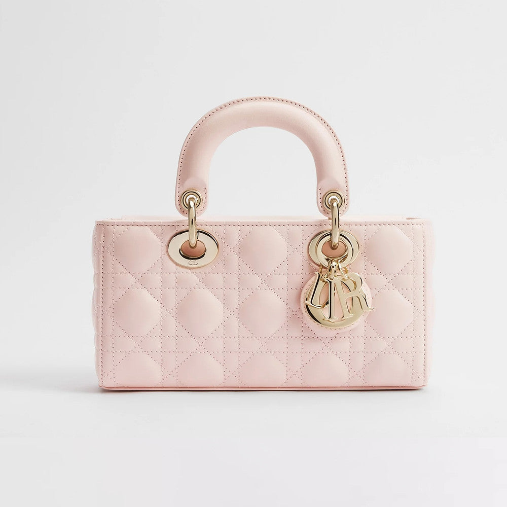 Dior Small Lady D-Joy Handbag In Black Matte Calfskin With Wicker-weave Pattern Pink Lambskin Princess Bag Elegant Crossbody Design Bags M0613ONGE_M900 #197191