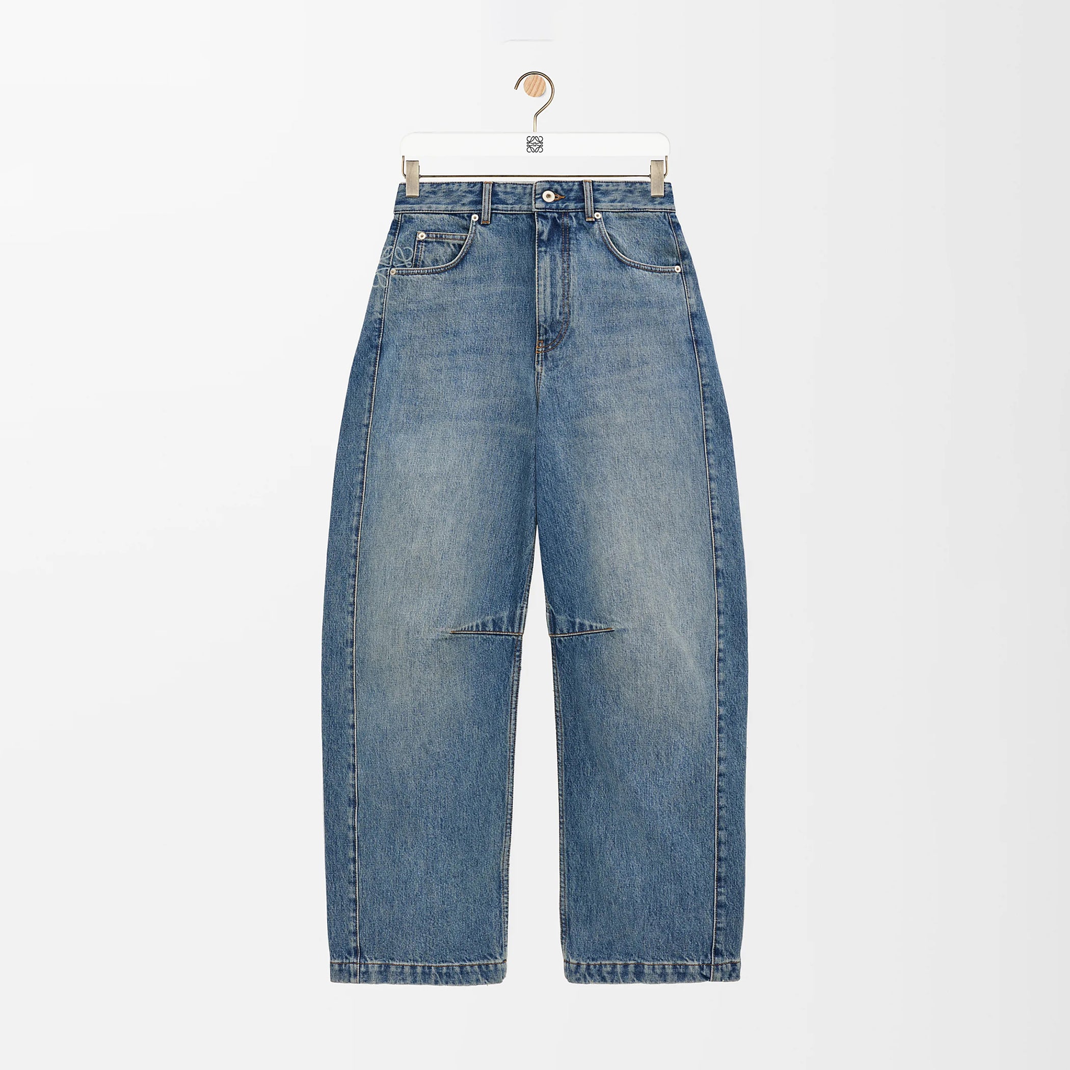 Loewe Men's Spring and Autumn Logo Print Pocket Zipper Loose Solid Color Jeans Pants #76779