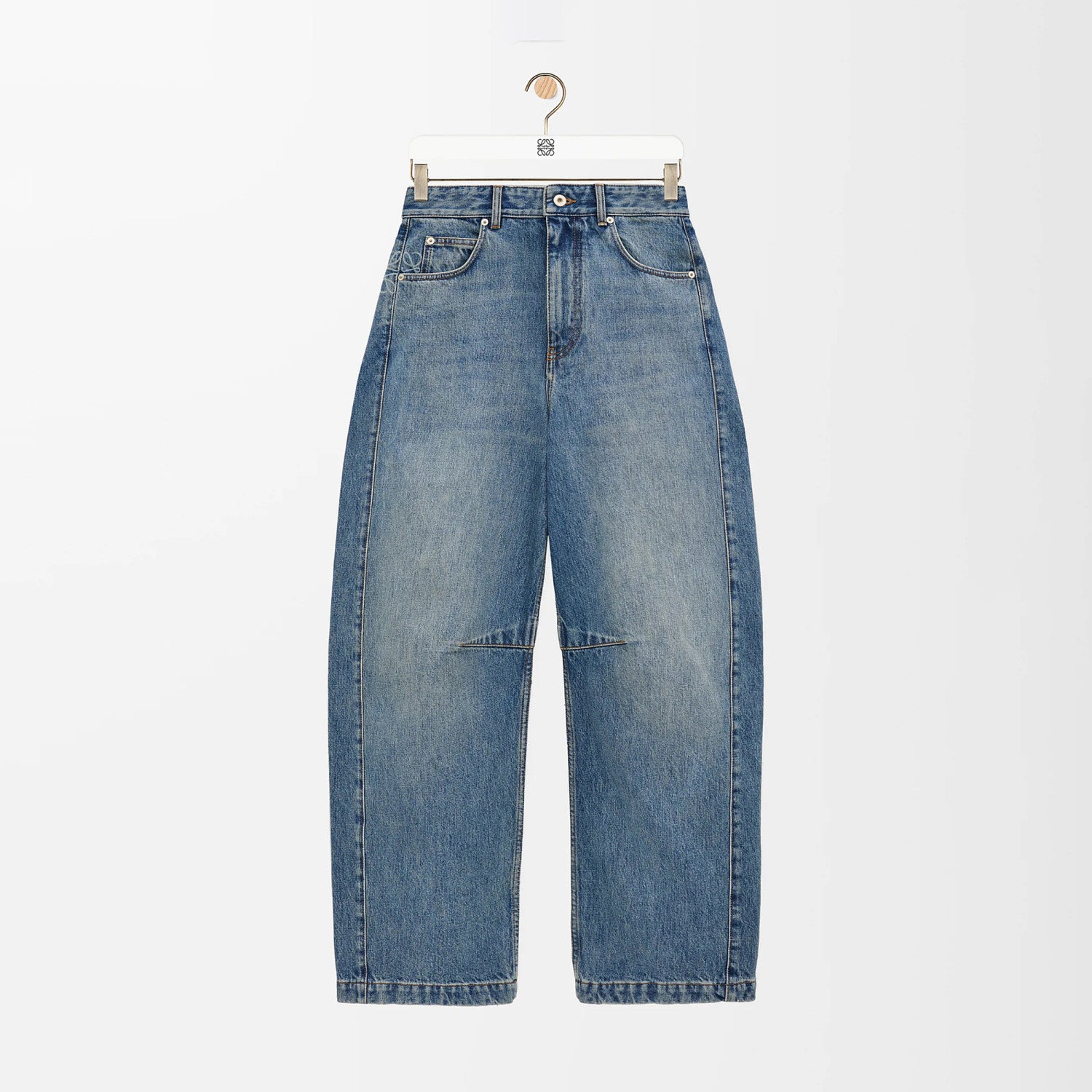 Loewe Men's Spring and Autumn Logo Print Pocket Zipper Loose Solid Color Jeans Pants #76779