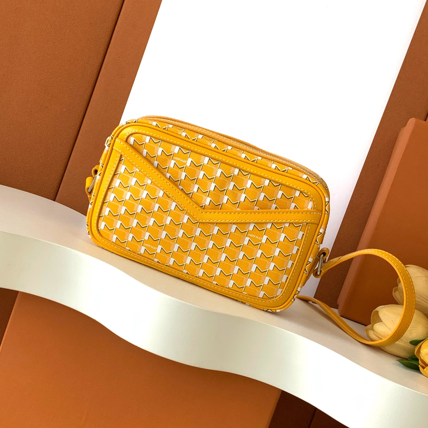Moynat Women's Fashion Casual Color Blocked M-Shaped Cut Out Patch Pockets Zipper Closure Adjustable Straps Camera Bag Crossbody Bag Shoulder Bag Bags #78976