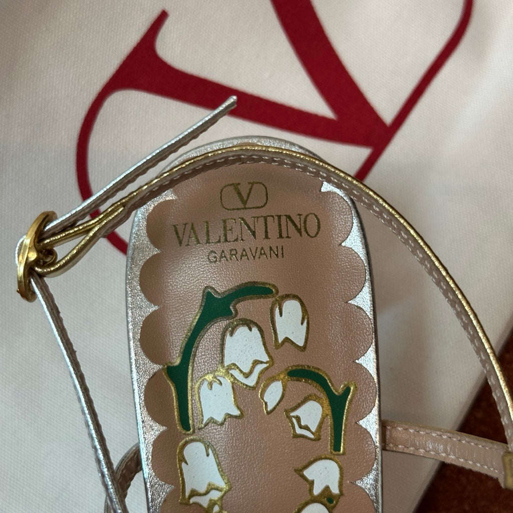 Valentino Bowow Women's Summer Round Toe Buckle Bow Shaped Chunky Heel 4.5cm High Heels Shoes #76981