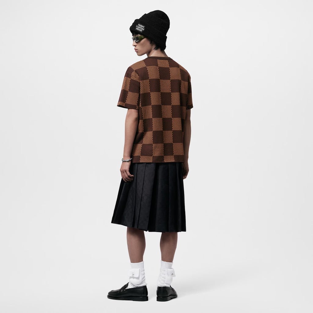 Louis Vuitton Men's Damier Imitation Crystal Applique Checkerboard Checkerboard Summer Cotton Solid Color Short Sleeve Round Neck Short Sleeve T-Shirt #81339