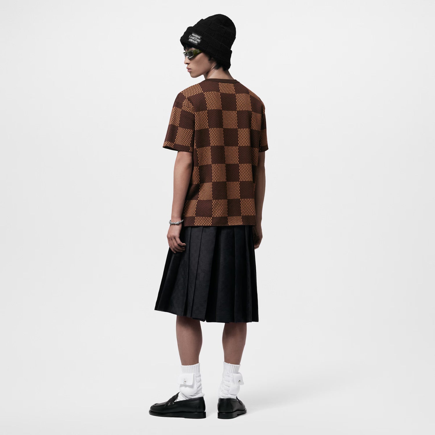 Louis Vuitton Men's Damier Imitation Crystal Applique Checkerboard Checkerboard Summer Cotton Solid Color Short Sleeve Round Neck Short Sleeve T-Shirt #81339