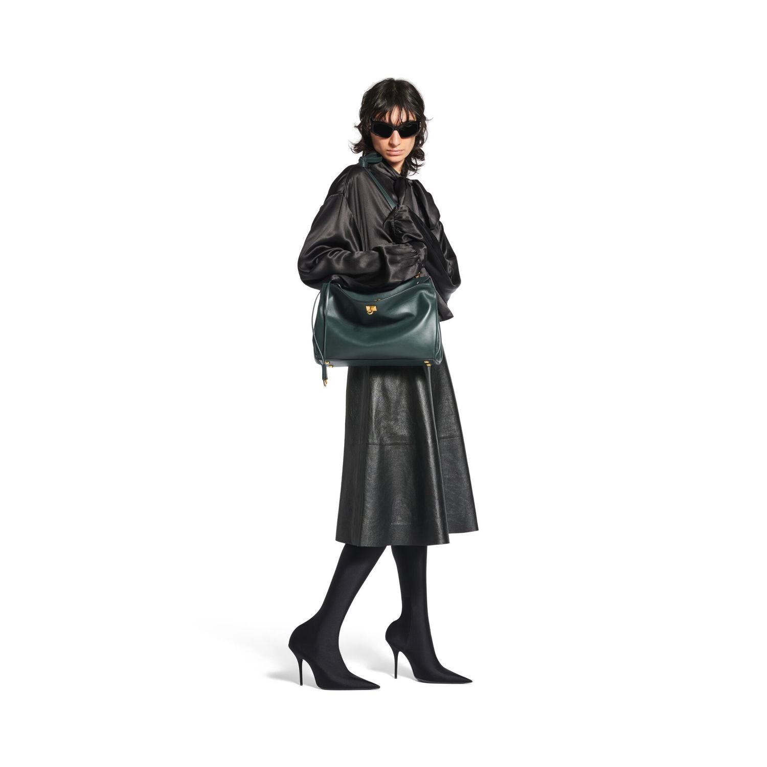 Balenciaga Women's Fashion Rodeo Medium Handbag Casual Pure Color Cowhide Leather Shoulder Crossbody Bags Bags 7897722AA4U1000 Ngvp #9916