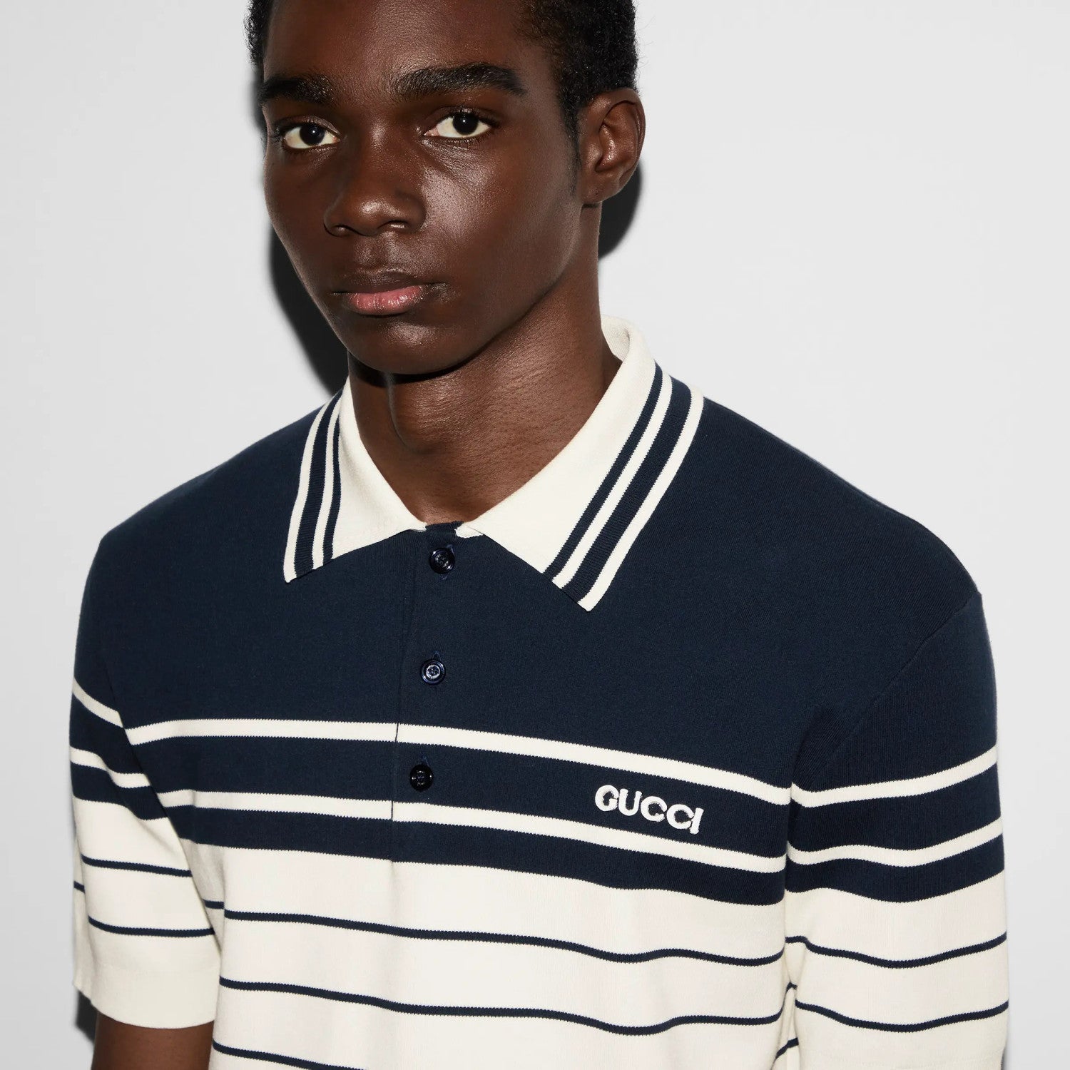 Gucci Men's Striped Logo Embroidered Summer Cotton Slim Fit Short Sleeve Polo Shirt #81176