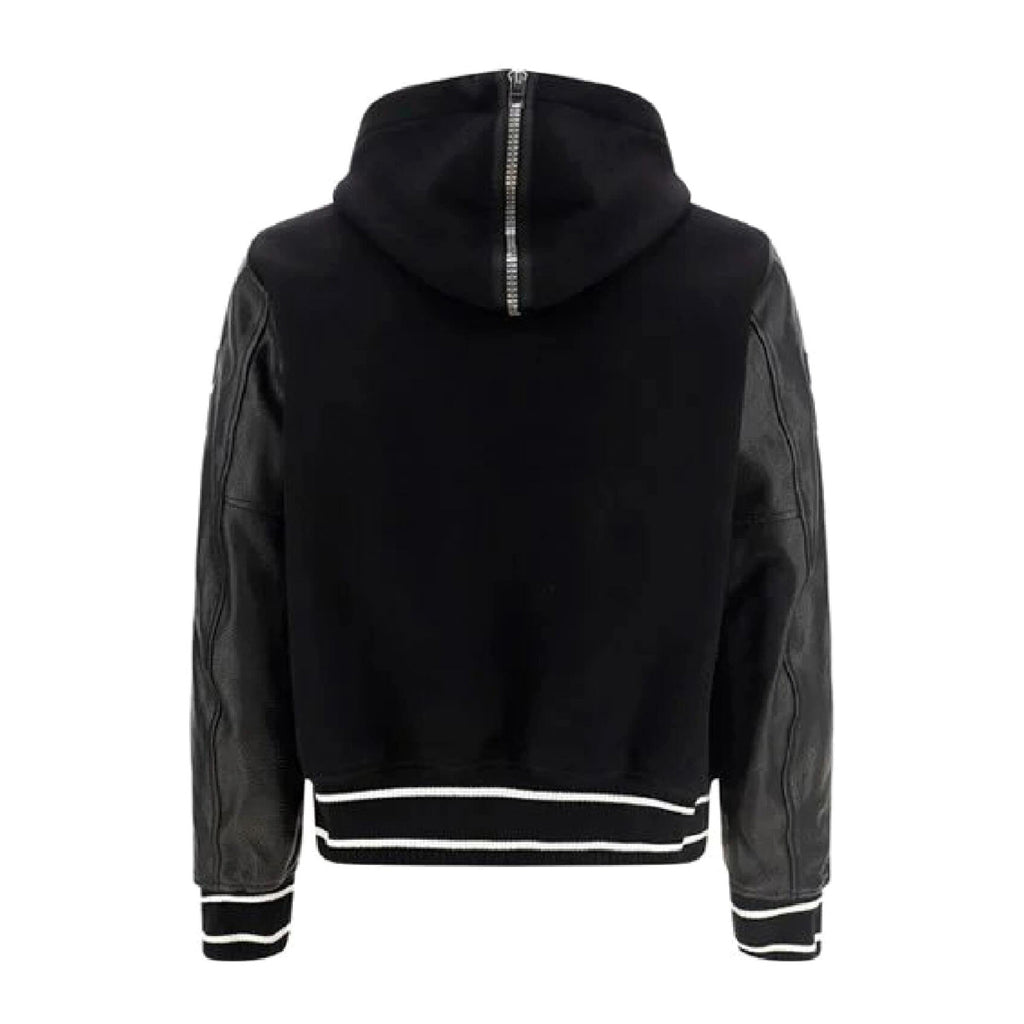 Givenchy Men's Fall/Winter Black Logo Printed Single Breasted Hooded Aviator Jacket #72996