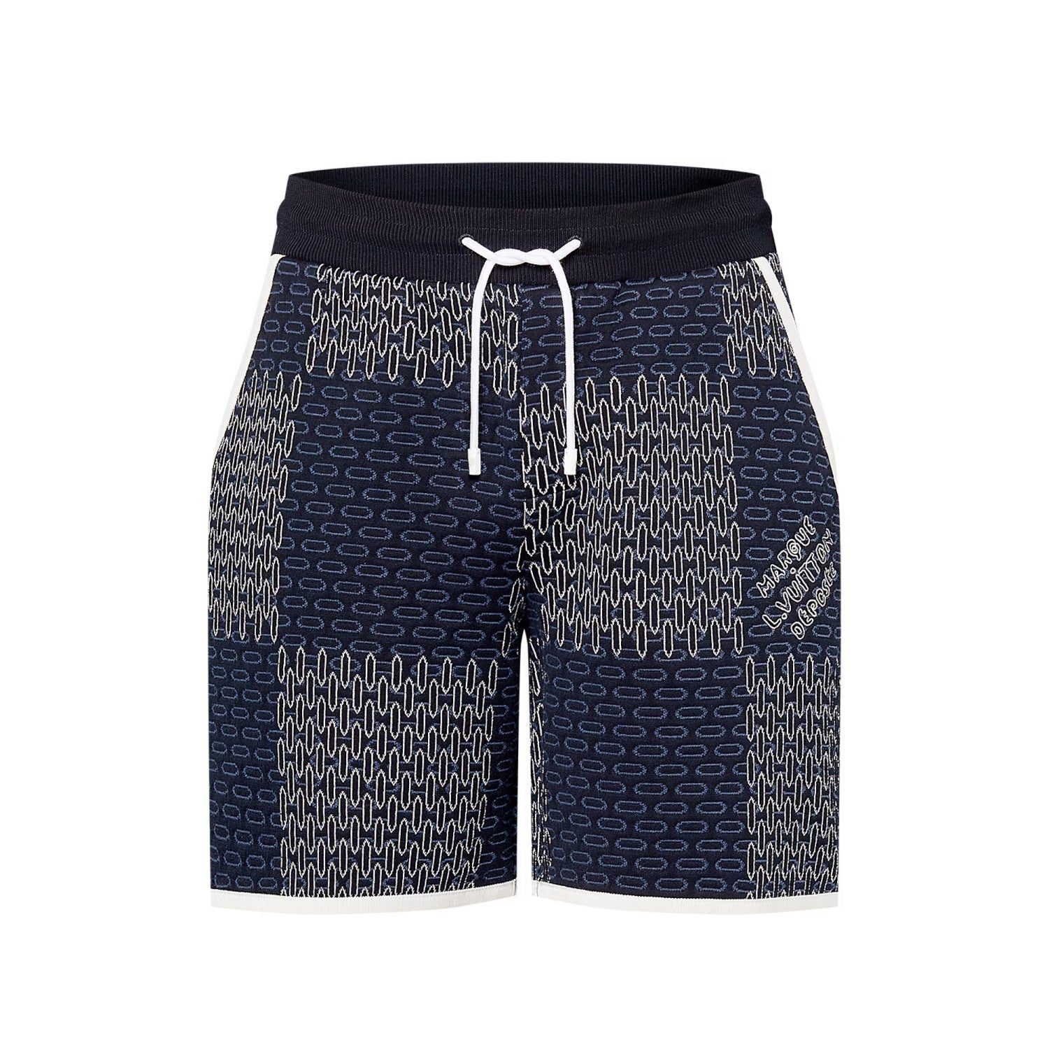 Louis Vuitton Men's Spring And Summer Letter Jacquard Knit Single Breasted Short Sleeved Shirt Drawstring Casual Shorts Suit Set #73114