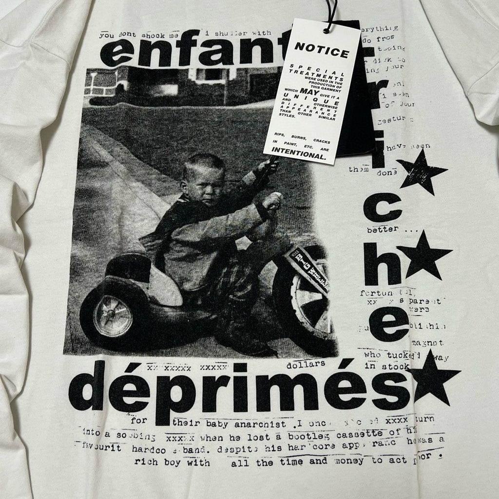 Enfants Riches Deprimes Men's Summer Ribbed Knit Washed Loose Pattern Printed Long Sleeve T-Shirt Pullover Ngvp #73357