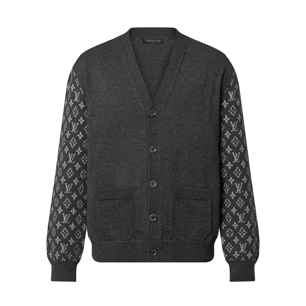 Louis Vuitton Men's Summer Dark Gray Monogram Mix Cashmere Cardigan Men's Knitted Shirt #97122