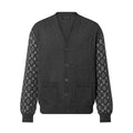 Louis Vuitton Men's Summer Dark Gray Monogram Mix Cashmere Cardigan Men's Knitted Shirt #97122