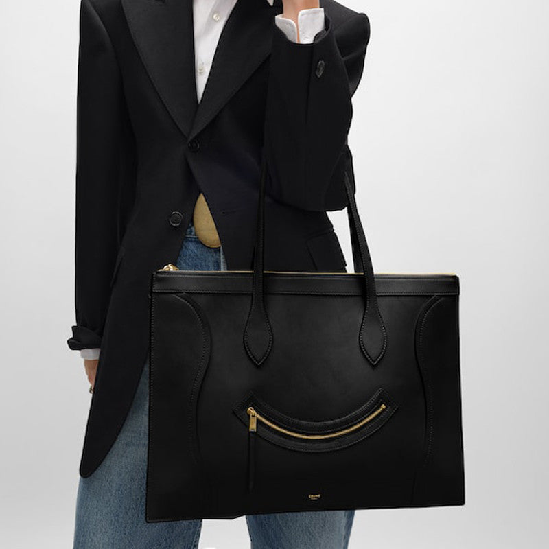 Celine Flat Cabas Smile Leather Bags Handbag Commuter Laptop Bag # 195374