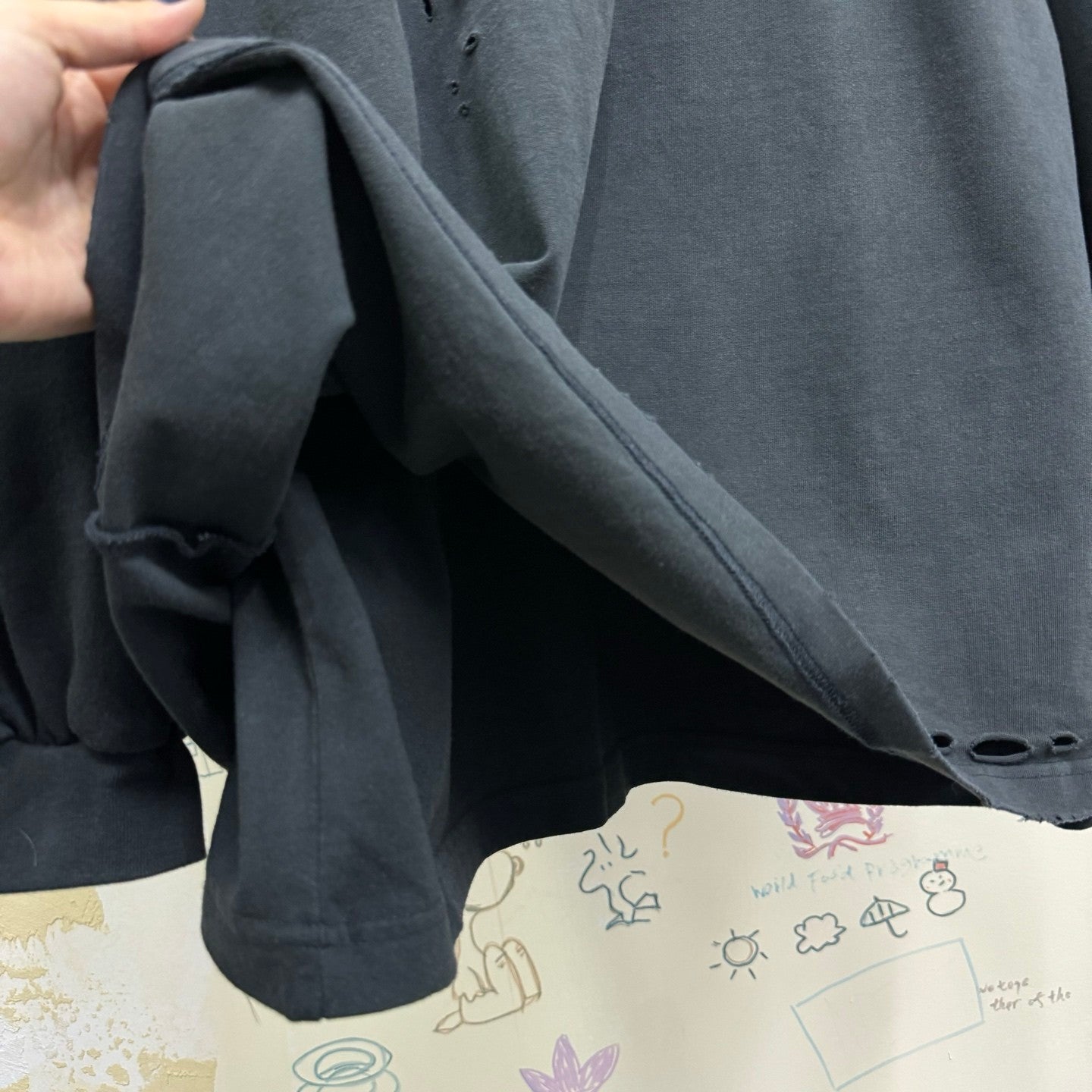 Balenciaga Men's Spring Summer Political Campaign Layered Black Vintage Plain Knit Long Sleeve T-Shirt #75967