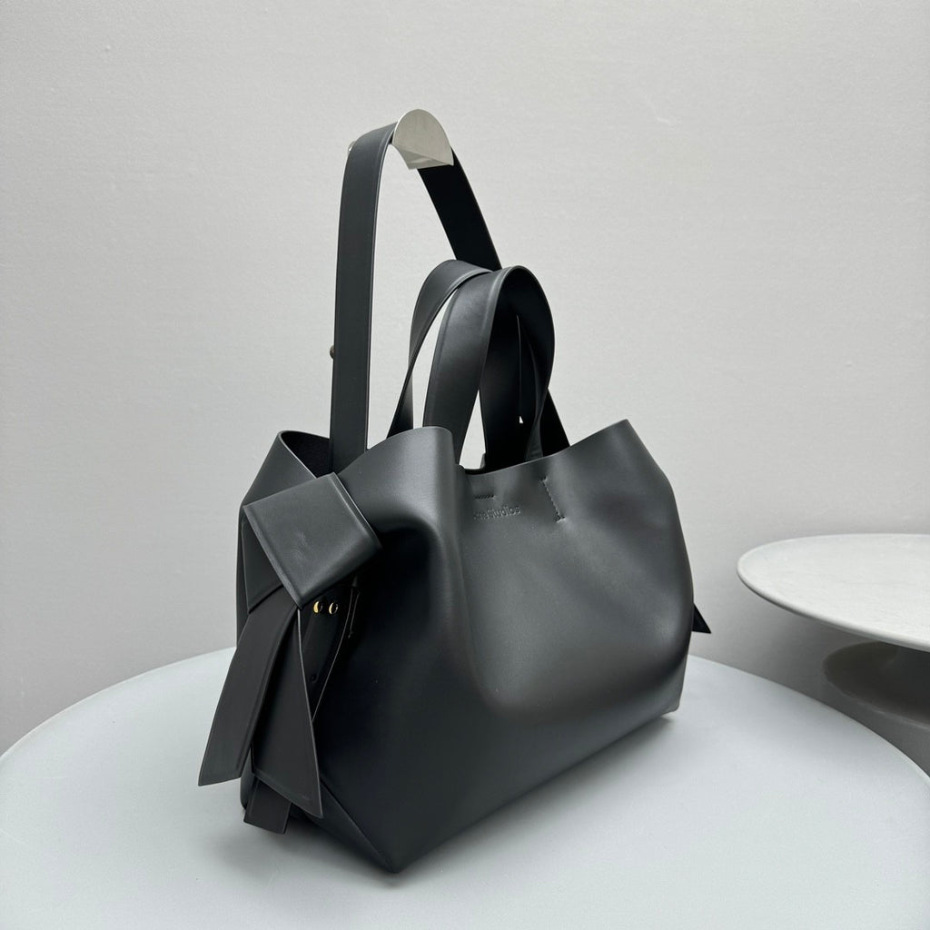Acne Studios Tote Twisted Knot Decoration Engraved Logo Magnetic Closure Crossbody Bag #332333