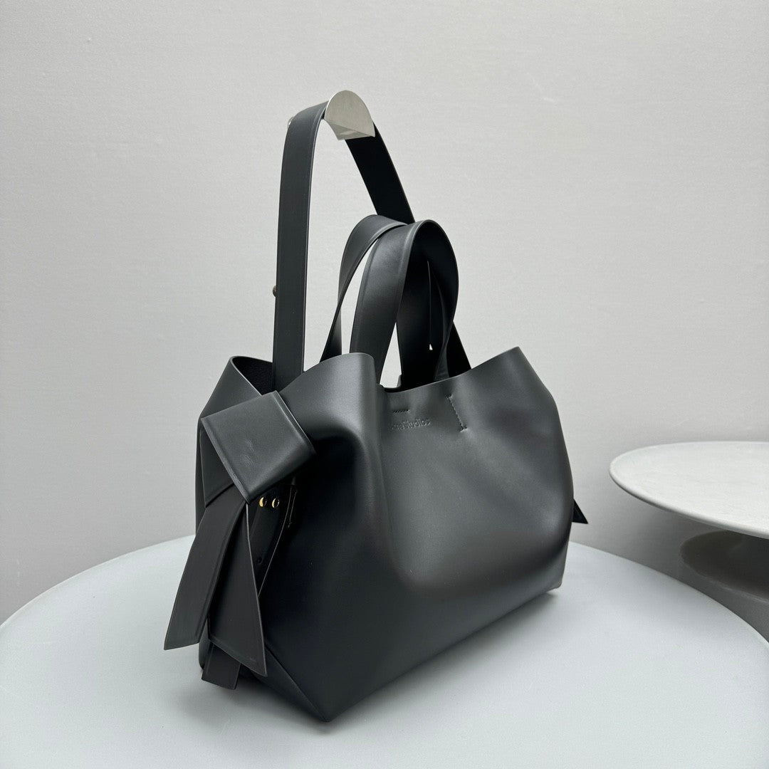 Acne Studios Tote Twisted Knot Decoration Engraved Logo Magnetic Closure Crossbody Bag #332333