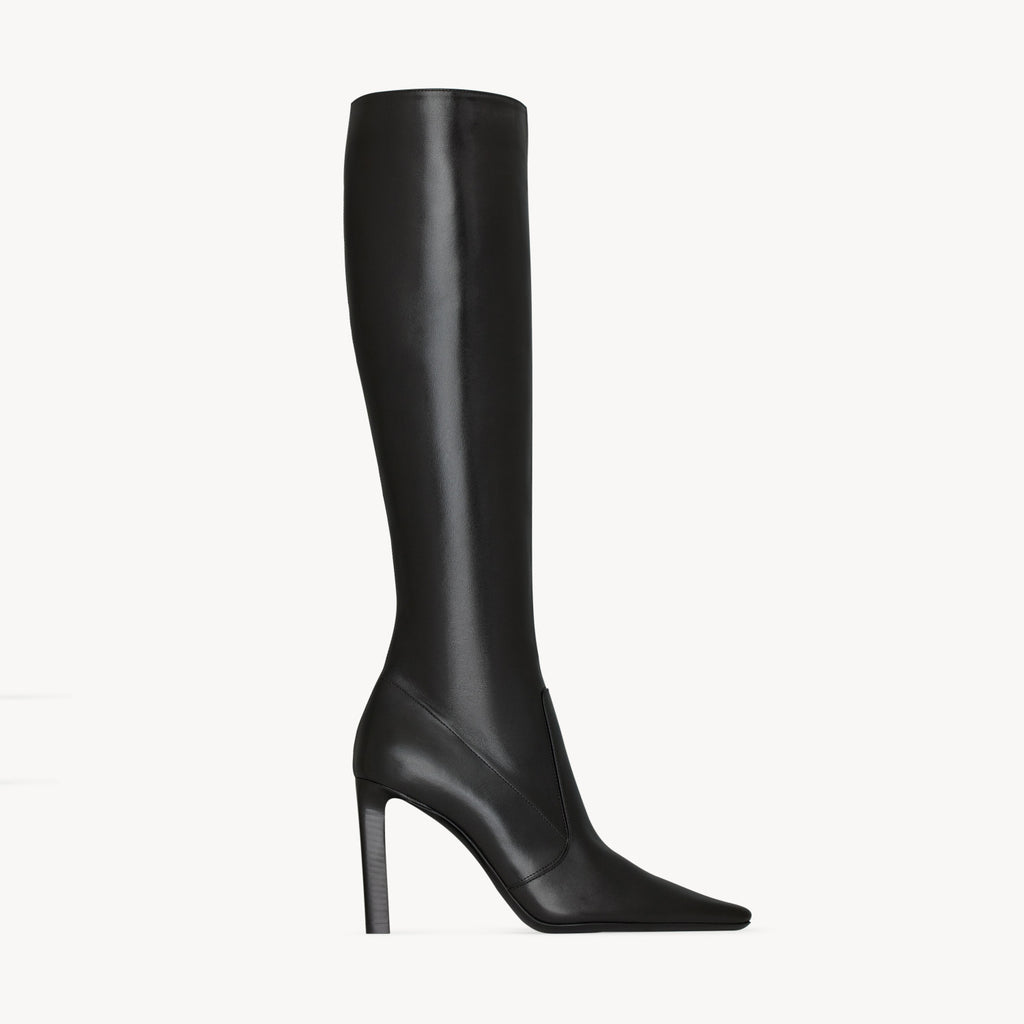 Saint Laurent FRANCOISE Women's Classic Pointed Toe Side Zip Leather High Heel Boots 10cm Heel High Heel Shoes #79181