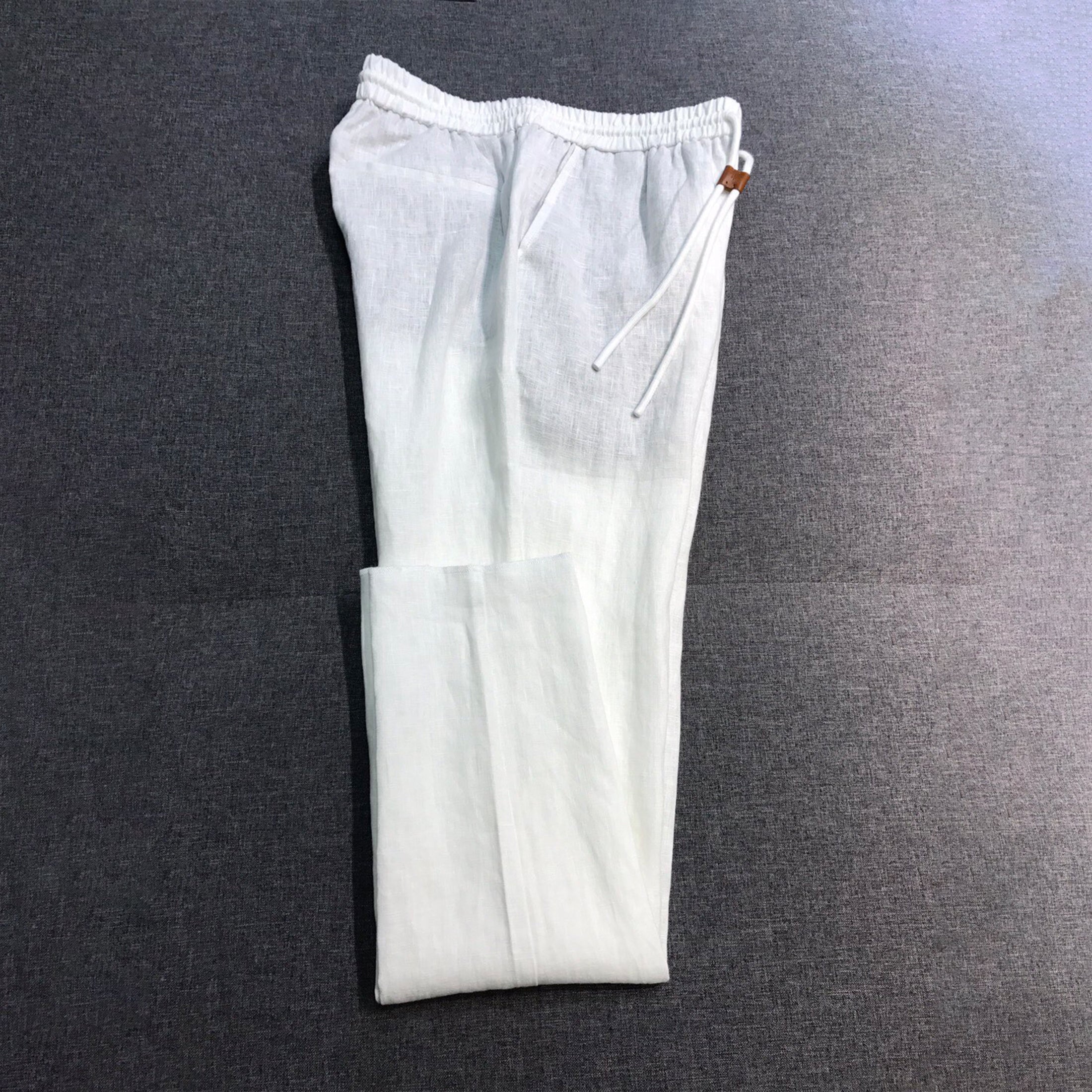 Loro Piana Men's Spring And Summer Solid Colour Drawstring Fashion Pants Loose Straight Comfortable Cotton Thin Suit Trousers Ngvp #1472