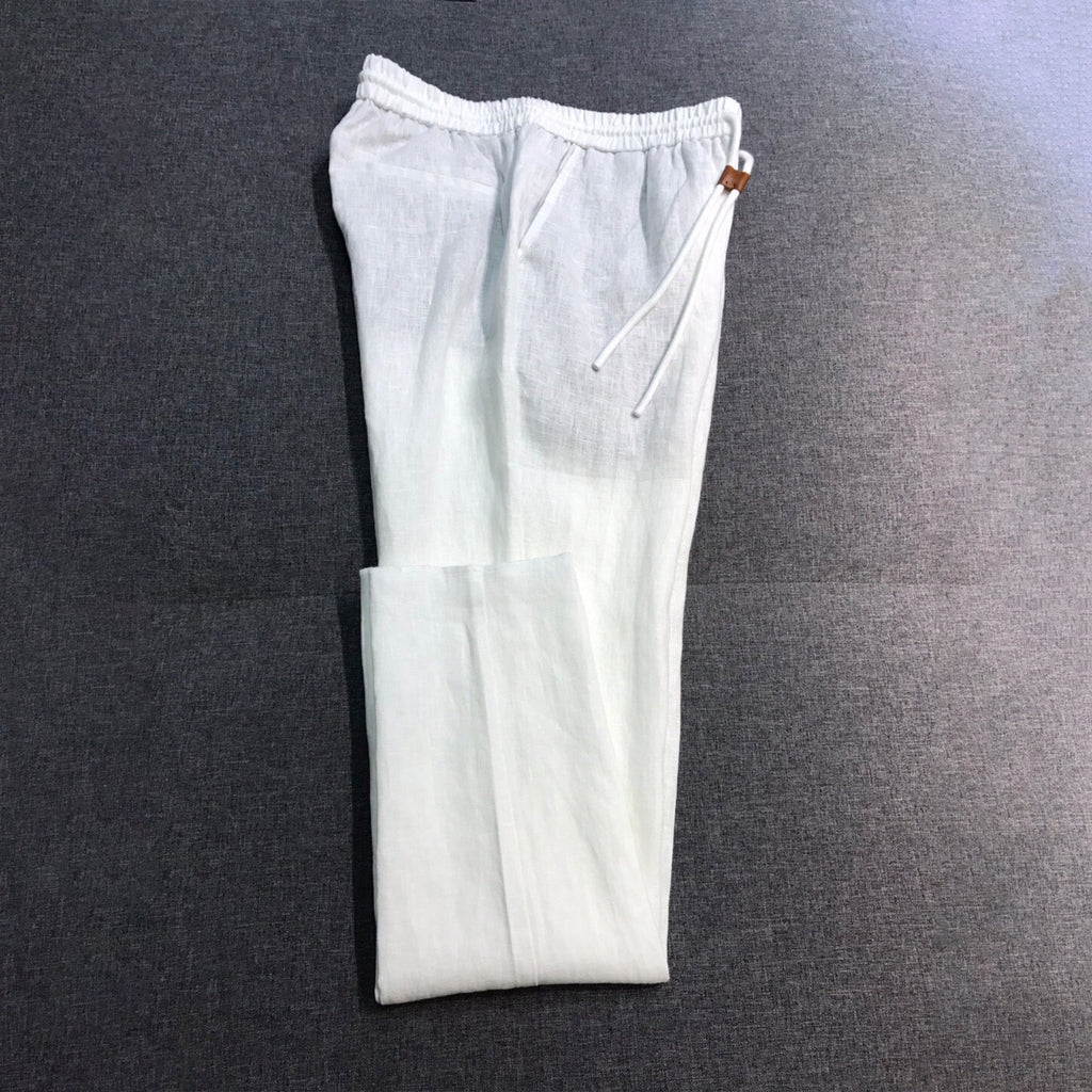 Loro Piana Men's Spring And Summer Solid Colour Drawstring Fashion Pants Loose Straight Comfortable Cotton Thin Suit Trousers Ngvp #1472