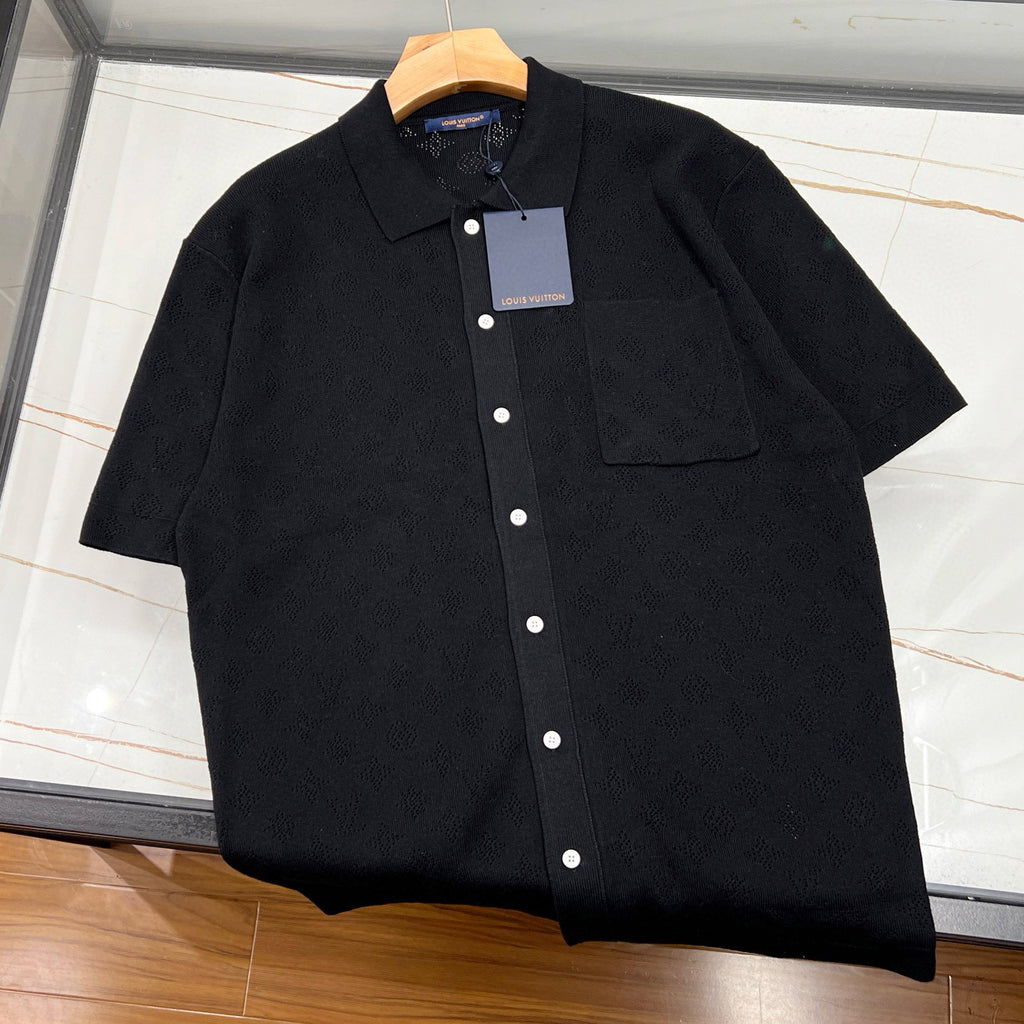 Louis Vuitton Men's Summer Orange Skeleton Letter Printed Single Breasted Short Sleeve Shirt #75627