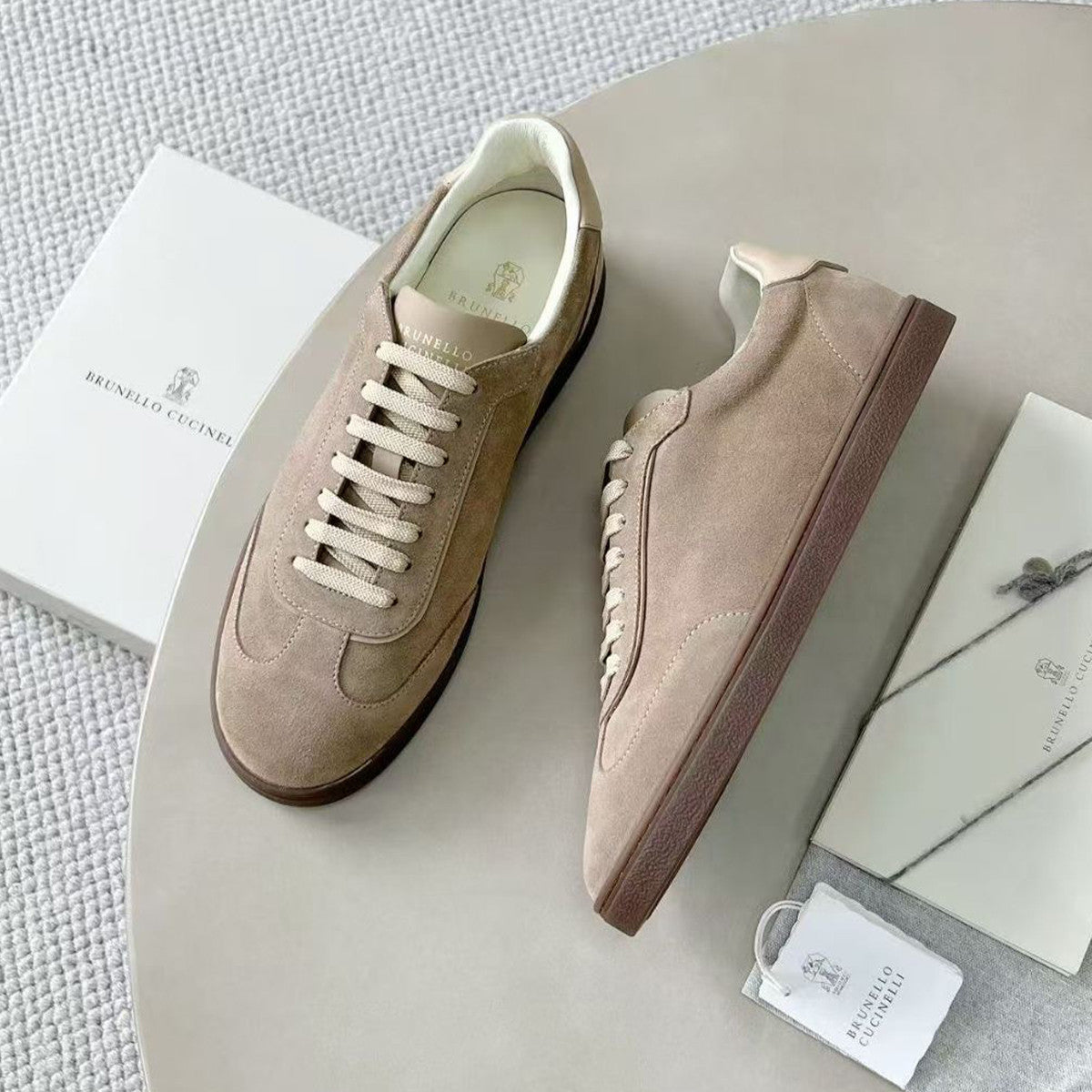 Brunello Cucinelli Men's Spring And Summer Washed Suede Rubber Sole Shoes Fashion Casual Solid Color Flat Sneakers Ngvp #1983