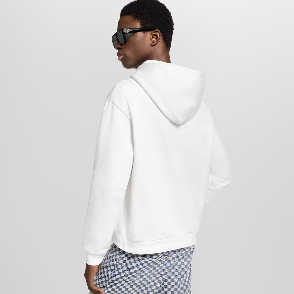 Louis Vuitton Vuitton Flower Pattern Print White Sweatshirt Fashion Trend Hooded Drawstring Men's Spring And Autumn Pullover Hoodie #81419