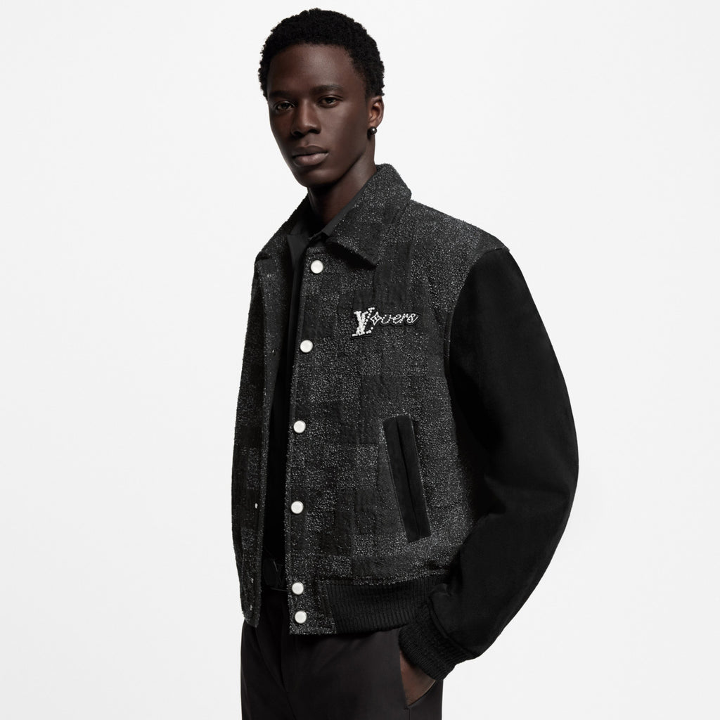 Louis Vuitton Men's Fall/Winter Fashion Casual Lapel Single Breasted Handcrafted Pearl Leather Plaid Jacket #79324