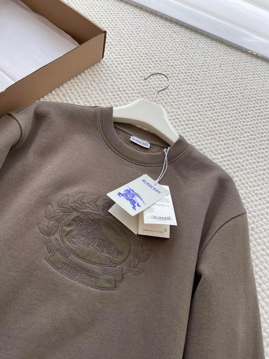 Burberry Men's Spring and Autumn Green Knight Embroidered Label Round Neck Loose Long Sleeve Sweatshirt Pullover #73173