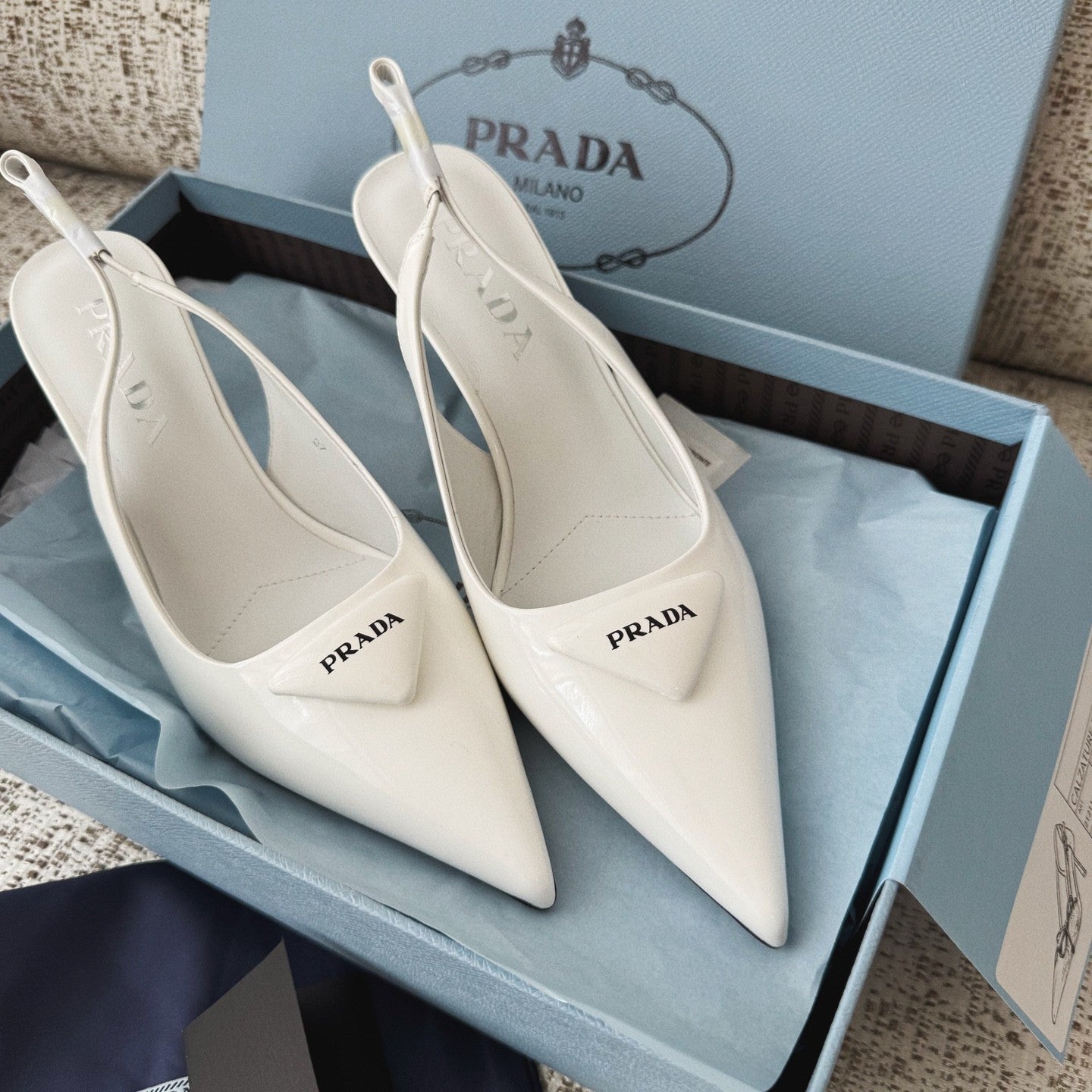 PRADA Suede Leather Slingback Pumps#388476
