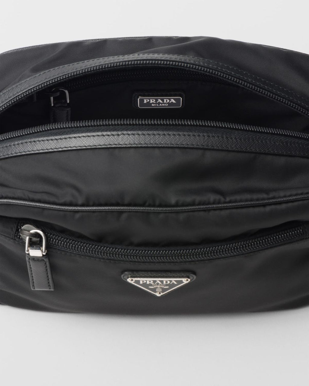 PRADA New Regenerated Nylon Enameled Triangle Logo Saffiano Leather Travel Storage Bag Toiletry Bag #332316