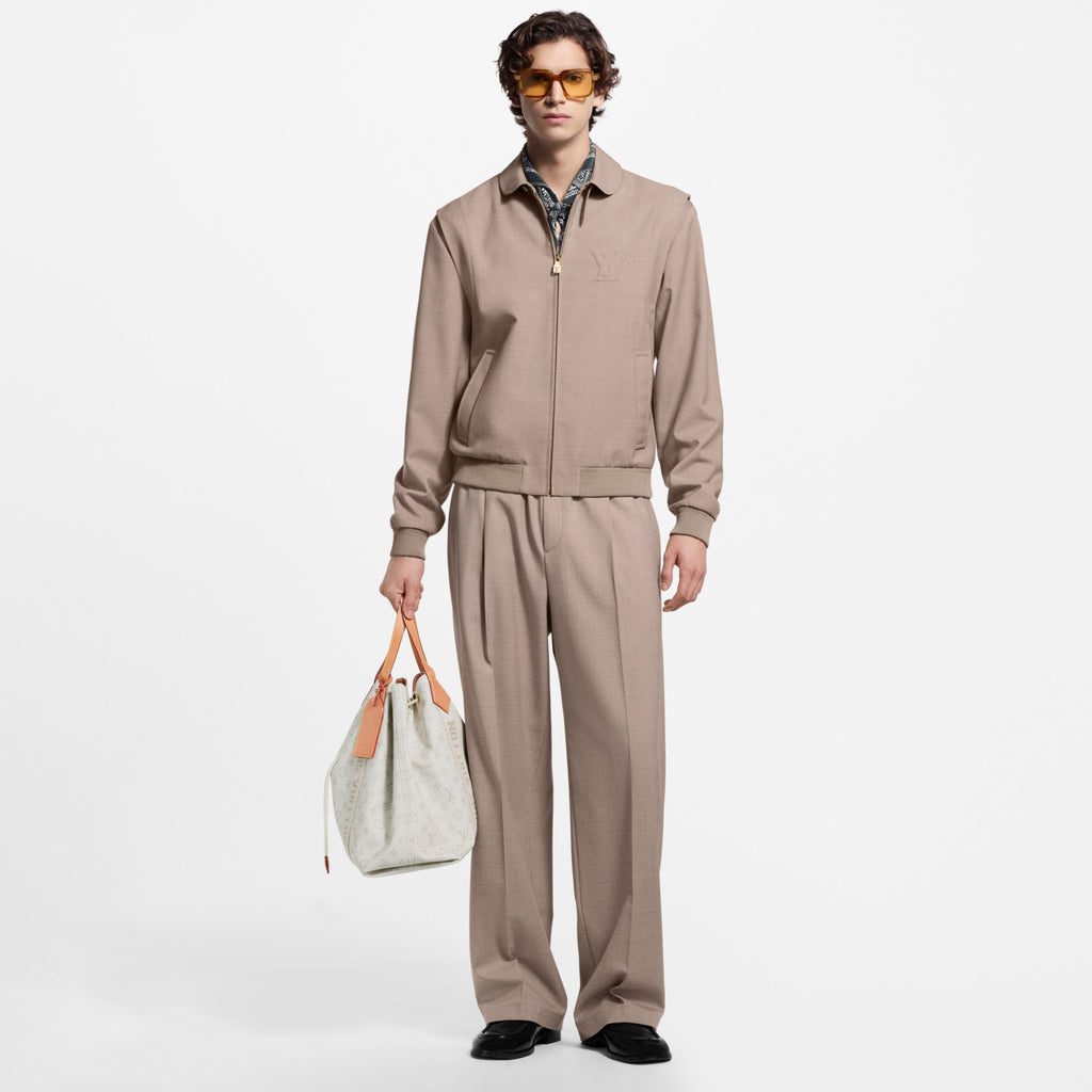 Louis Vuitton Men's Fall/Winter Fashion Casual Solid Color Lapel Zipper Logo Print Flight Jacket Solid Color Casual Elastic Waist Suit Pants Pants Suit Set #78977