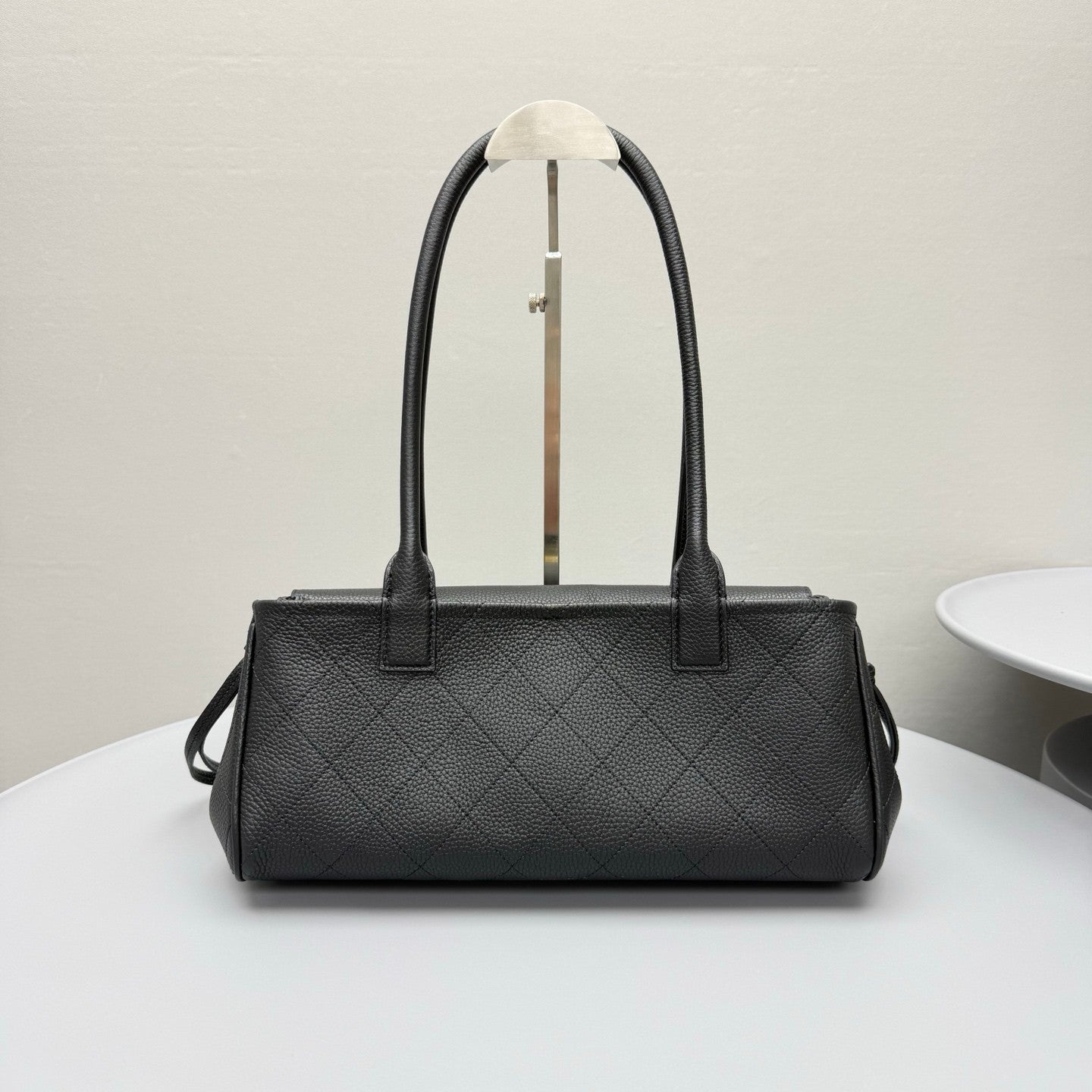 Chanel Small Shopping Bag Grained Calfskin Gold-tone Metal Black #380058
