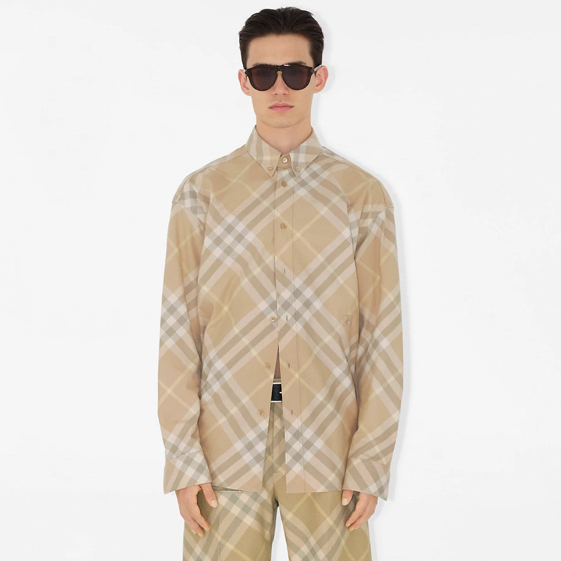 Burberry Men's and Women's Spring/Autumn Check Print Flip Lapel Single Breasted Long Sleeve Shirt #99158